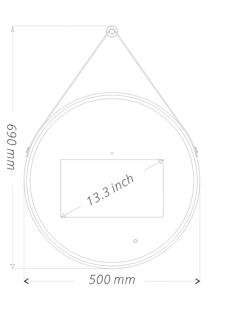 13.3inch Round Smart mirror Front view